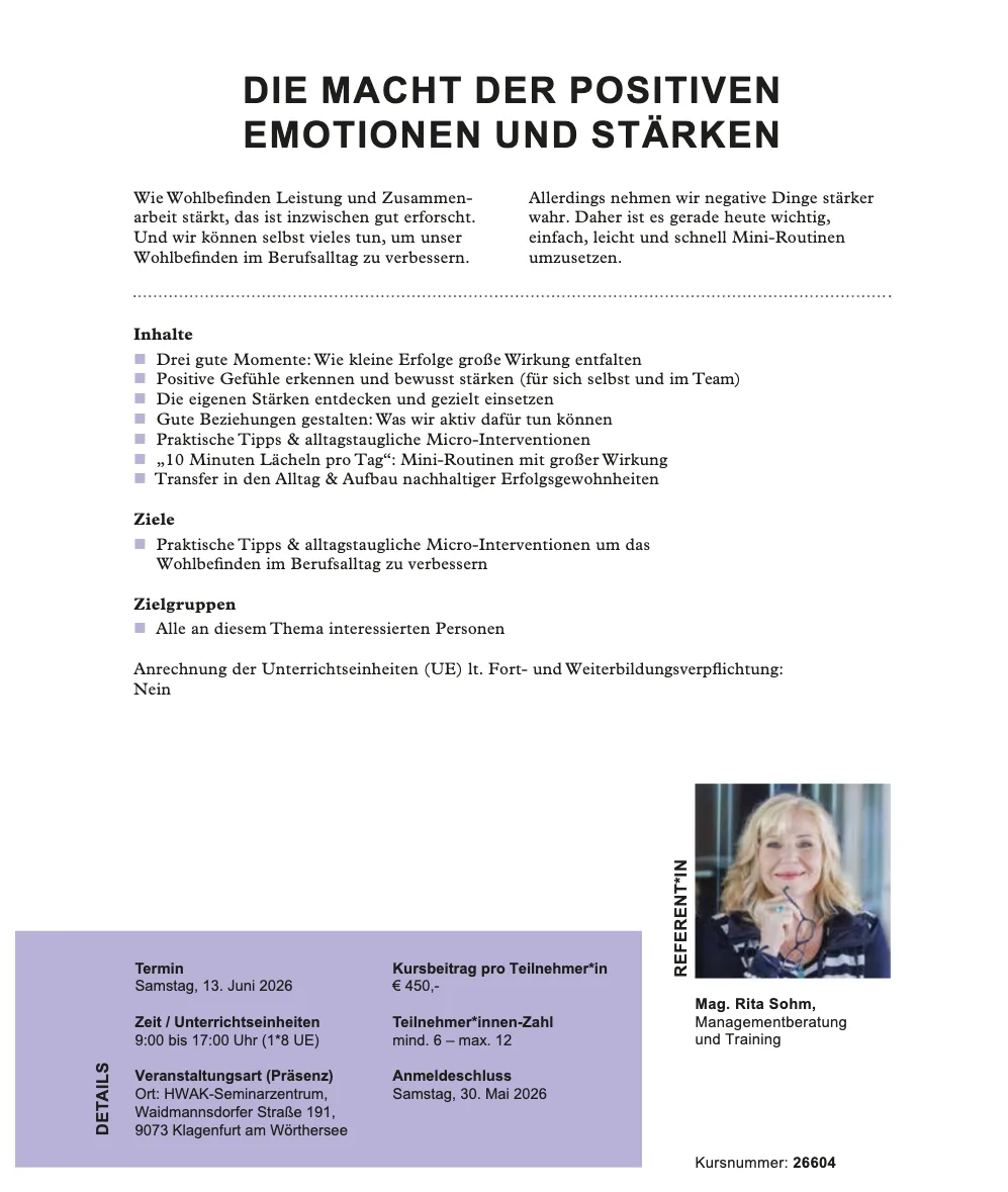 Tagesseminar – Die Macht der positiven Emotionen